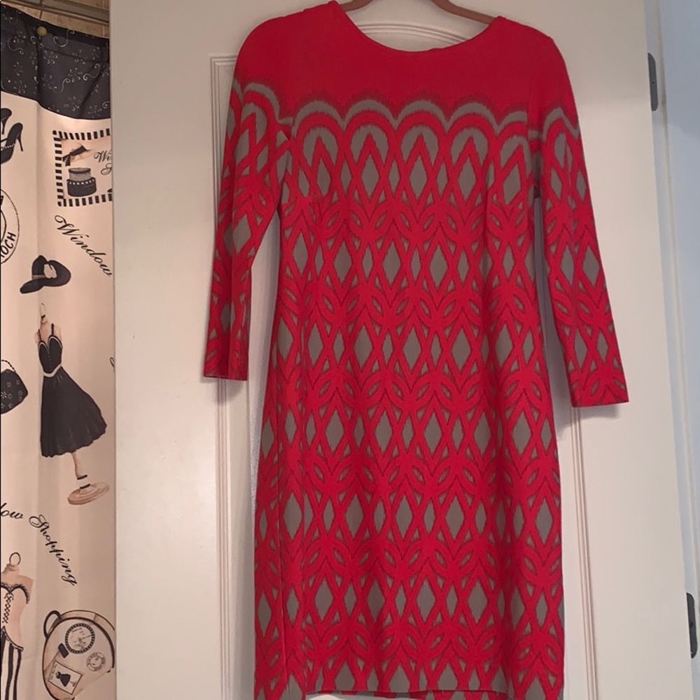Taylor Pink/Tan 3/4 Length Sleeve Dress